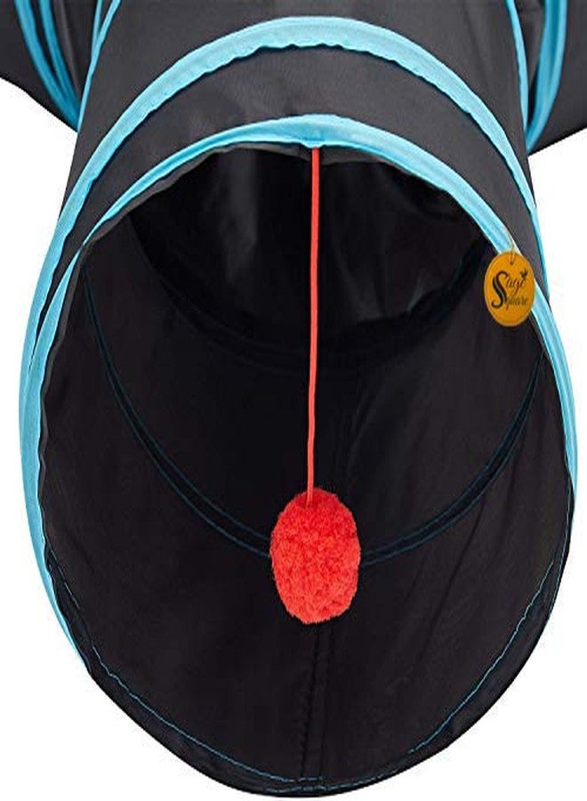 Sage Square Jumbo Collapsible Portable Sleeping Bag Exercise 3 Way Tunnel with Hanging Ball for Cat/Kitten/Puppy/Dog (Blue) - Image 4